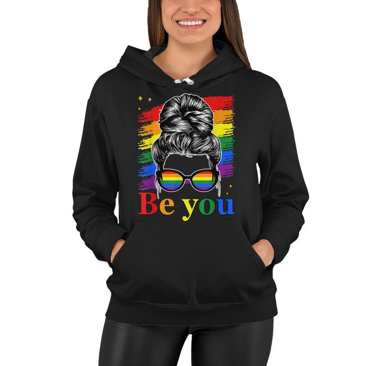 Be You Pride Lgbtq Gay Lgbt Ally Rainbow Flag Woman Face  Women Hoodie