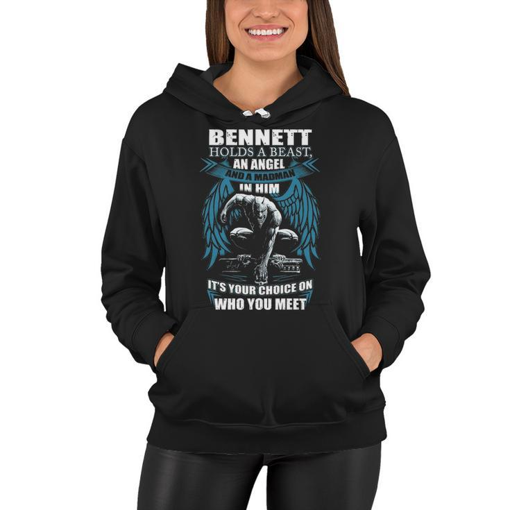 Bennett Name Gift   Bennett And A Mad Man In Him Women Hoodie