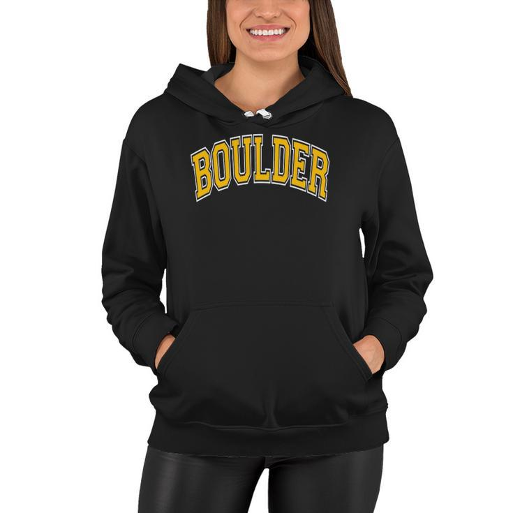 Boulder Colorado Co Varsity Style Amber Text Women Hoodie