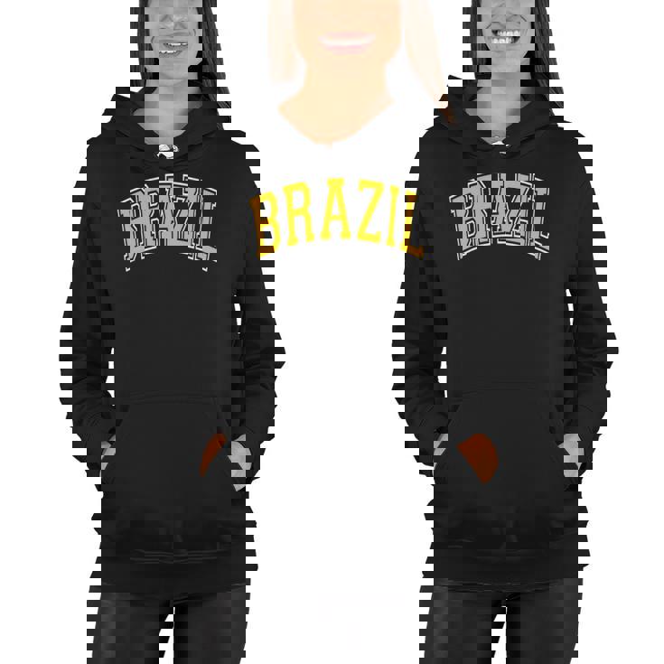 Brazil Varsity Style Amber Text Women Hoodie