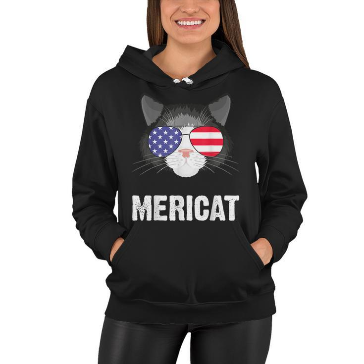 Cat American Flag Independence Day Mericat 4Th Of July  Women Hoodie