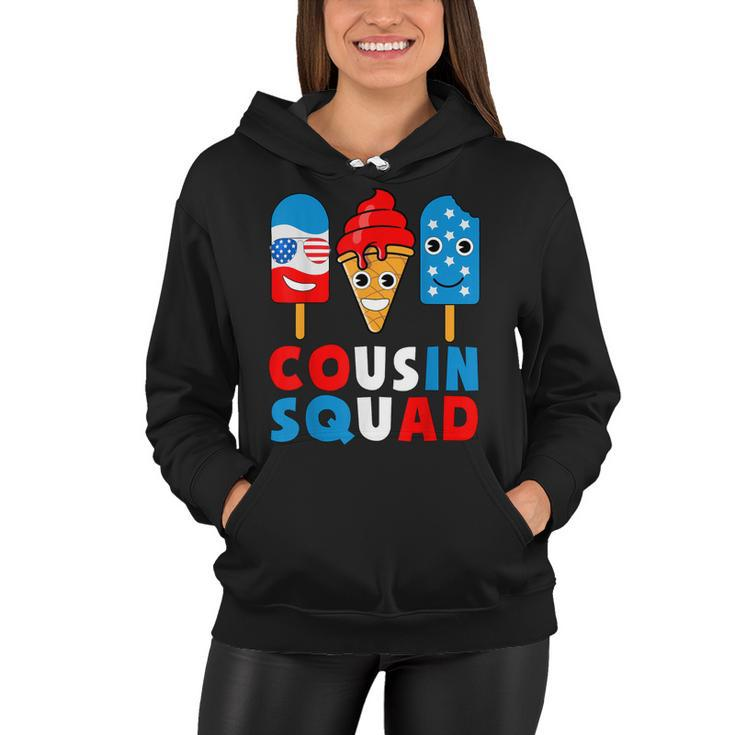 Cousin Squad 4Th Of July Cousin Crew American Flag Ice Pops  Women Hoodie