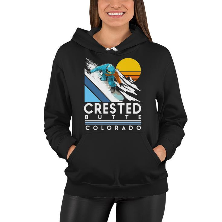 Crested Butte Colorado Retro Snowboard  Women Hoodie