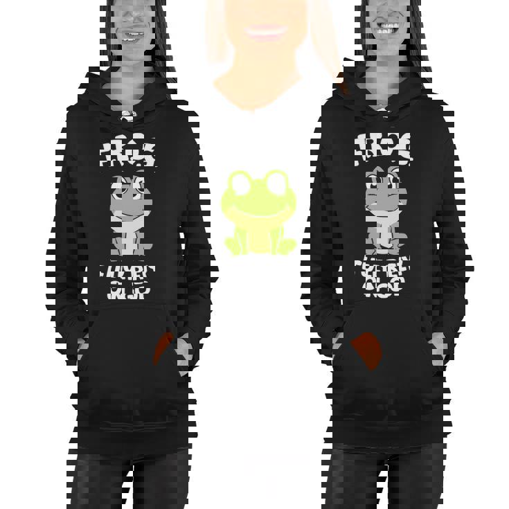 Cute Frog Fully Rely On God Christian Frog Women Hoodie