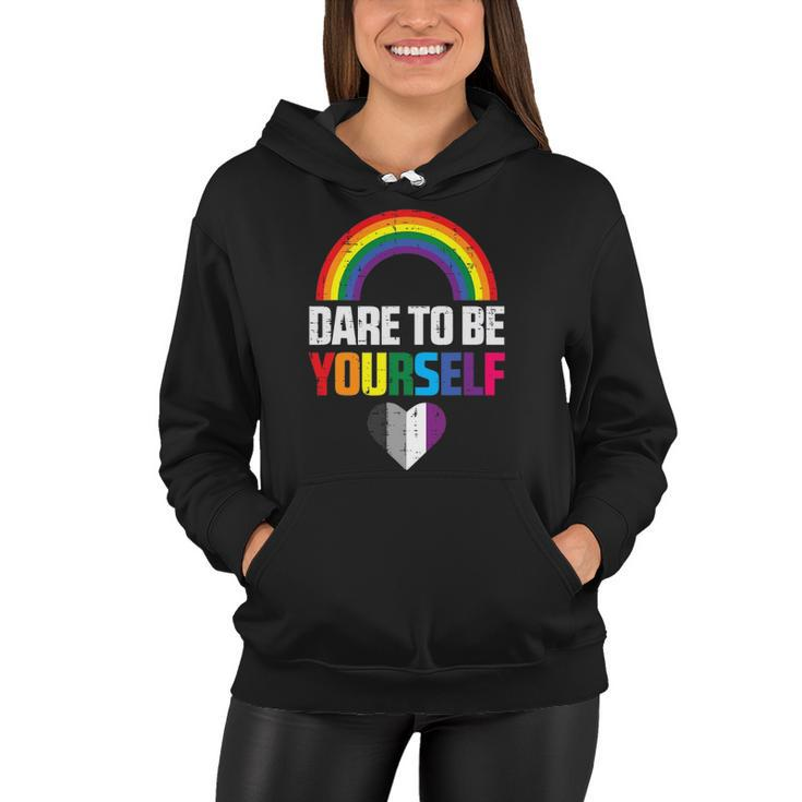 Dare To Be Yourself Asexual Ace Pride Flag Lgbtq Men Women Women Hoodie