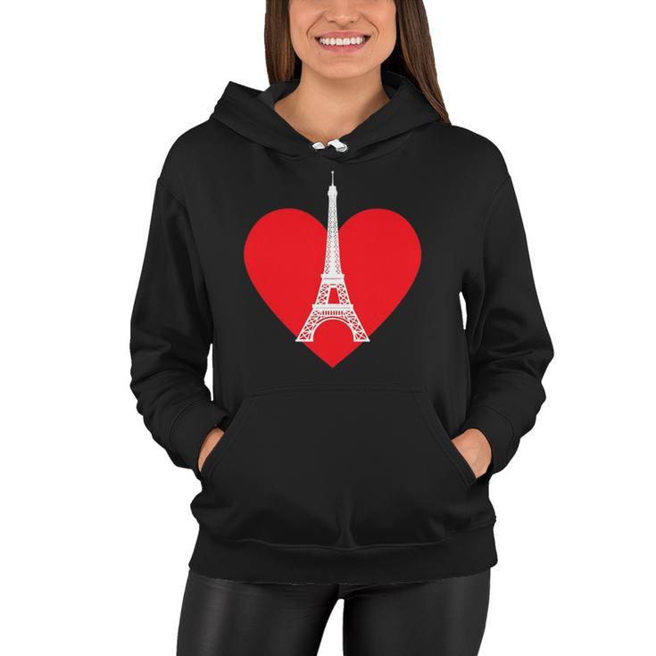 Eiffel Tower Heart For Paris Downtown France City Of Love Women Hoodie