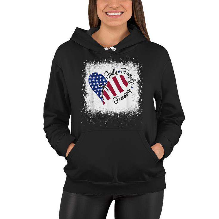 Faith Family Freedom Patriotic 4Th Of July Christian Girl  Women Hoodie