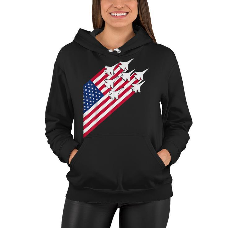 Fighter Jets Usa Flag 4Th Of July Fighter Jet Flag  Women Hoodie