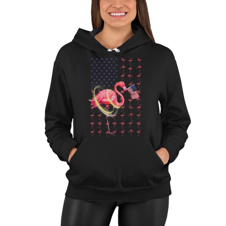 Flamingo American Usa Flag 4Th Of July Funny Patriotic   Women Hoodie