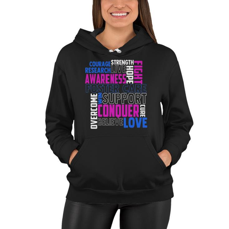 Foster Care Awareness Adoption Related Blue Ribbon Women Hoodie