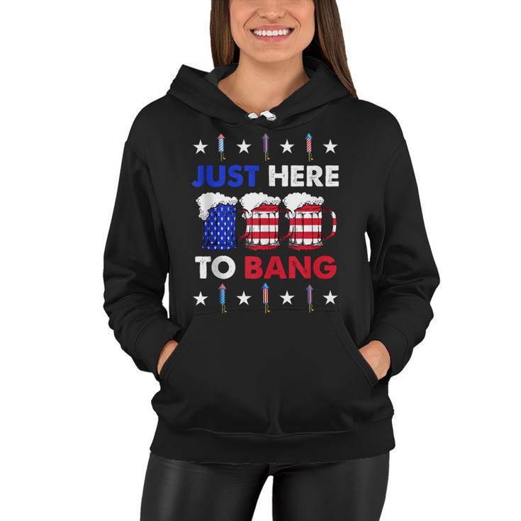 Funny Beer Us Flag  4Th Of July Im Just Here To Bang  Women Hoodie