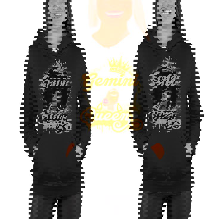 Gemini Queen Birthday Girl Afro Woman Black Queen Zodiac  Women Hoodie