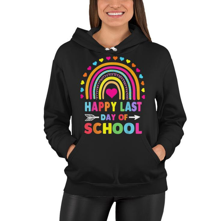 Happy Last Day Of School Teacher Student Graduation Rainbow  Women Hoodie