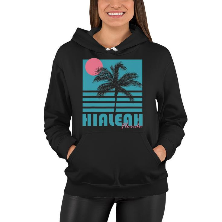Hialeah Florida Vintage Souvenirs Palm Trees Beach Women Hoodie