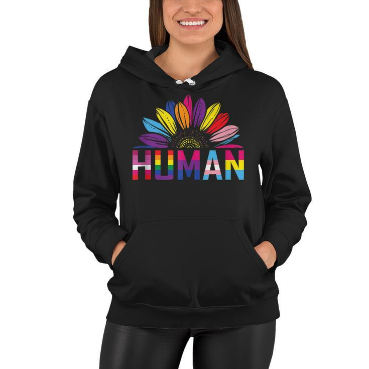 Human Lgbtq Month Pride Sunflower Women Hoodie