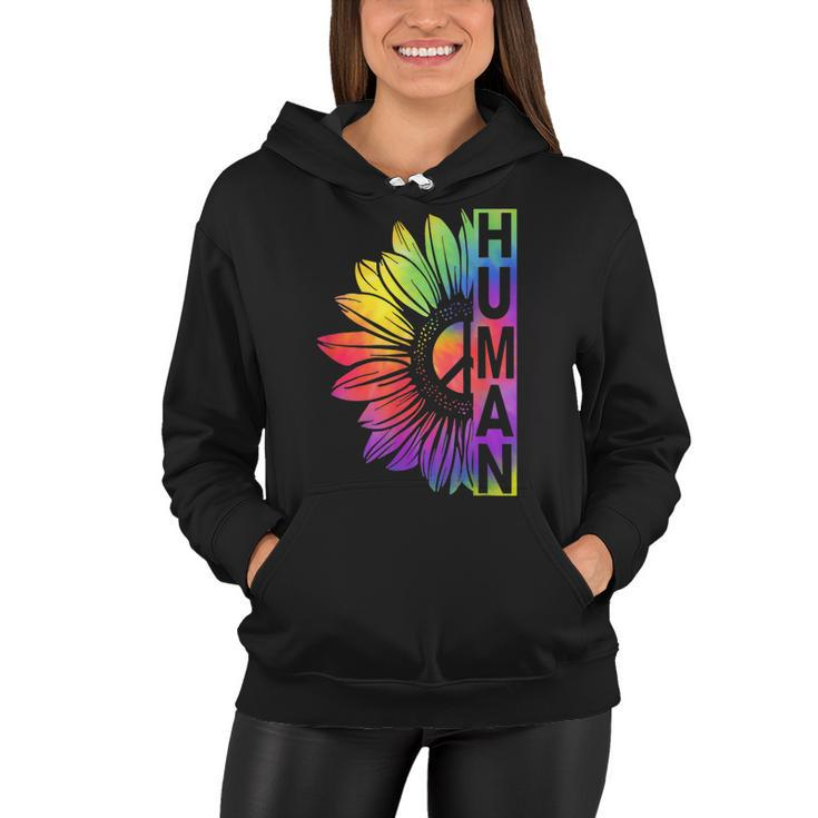 Human Sunflower Lgbt Tie Dye Flag Gay Pride Proud Lgbtq  Women Hoodie