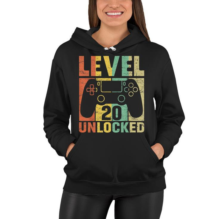 Level 20 Unlocked  Video Game 20Th Birthday Gift Retro   Women Hoodie