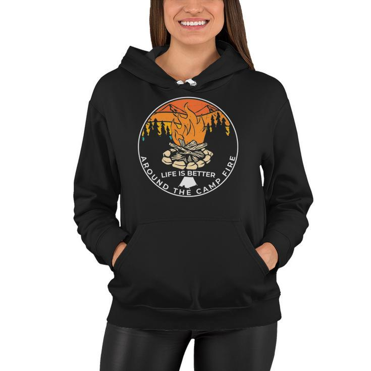 Life Is Around The Campfire Funny Sayings Graphic Plus Size Women Hoodie