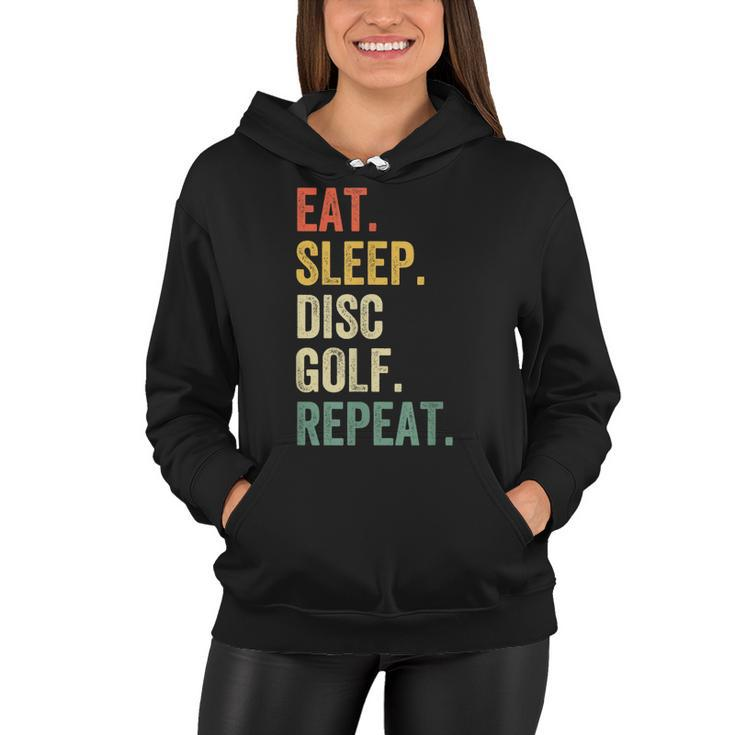 Mens Eat Sleep Disc Golf Repeat Funny Frisbee Sport Vintage Retro  Women Hoodie