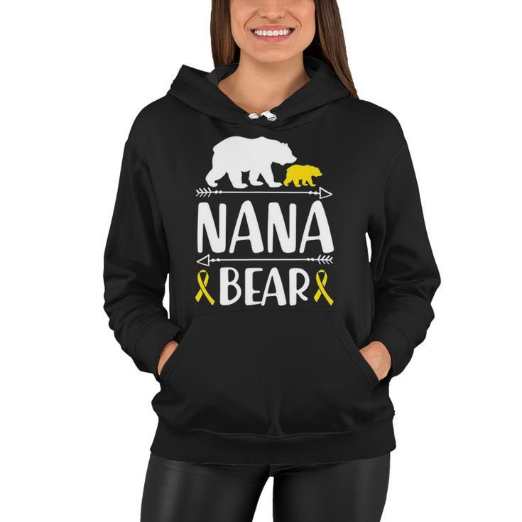 Nana Bear Childhood Cancer Awareness Grandma Of A Warrior Women Hoodie