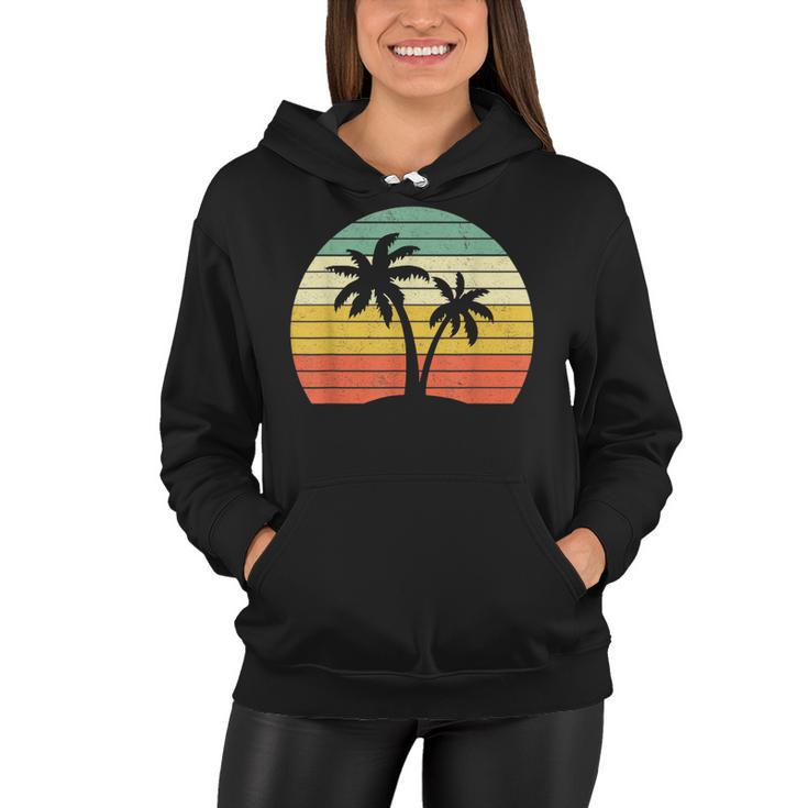 Palm Tree  Vintage Retro Style Tropical Beach  Women Hoodie