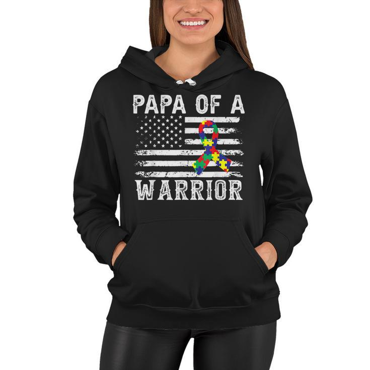 Papa Of A Warrior Autism Awareness For Mom Dad Kids Youth  Women Hoodie
