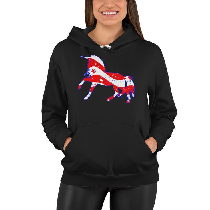 Patriotic Unicorn Funny Memorial Day And 4Th Of July Women Hoodie