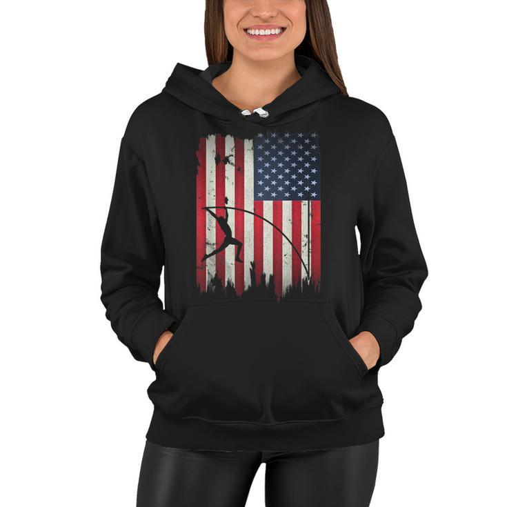 Pole Vault Usa American Flag 4Th Of July Jump Sports Gift  Women Hoodie