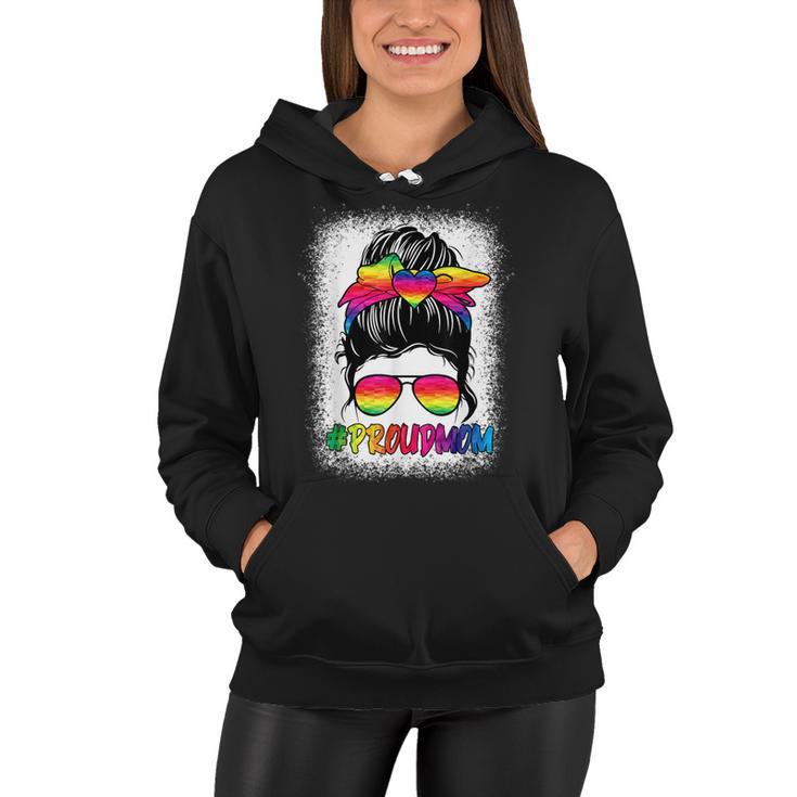 Proud Mom Messy Bun Rainbow Lgbt Mom Lgbt Gay Pride Lgbtq V3 Women Hoodie