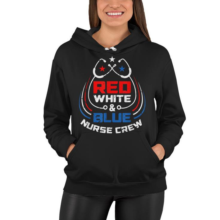 Red White & Blue Nurse Crew American Pride 4Th Of July  Women Hoodie