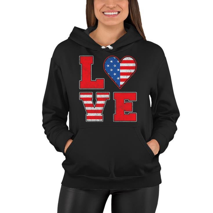 Red White And Blue S For Women Girl Love American Flag Women Hoodie