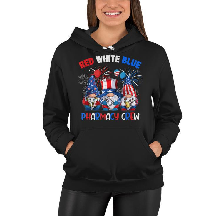 Red White Blue American Pharmacy Crew Gnome 4Th Of July  Women Hoodie