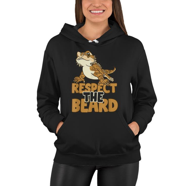 Respect The Beard Funny Bearded Dragon Lizard  Women Hoodie