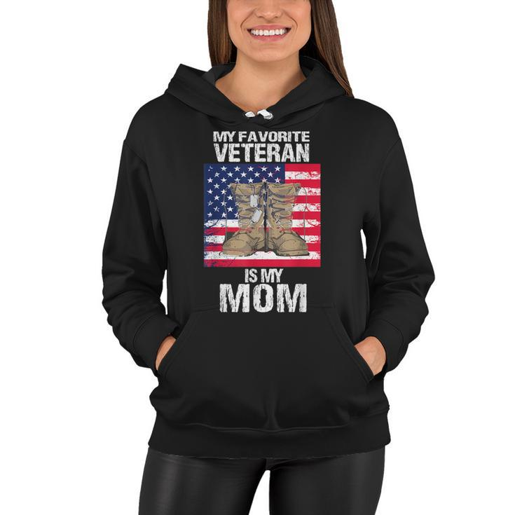 Veteran Mom Proud Son Kids Veterans Day Us Veteran Mother  Women Hoodie