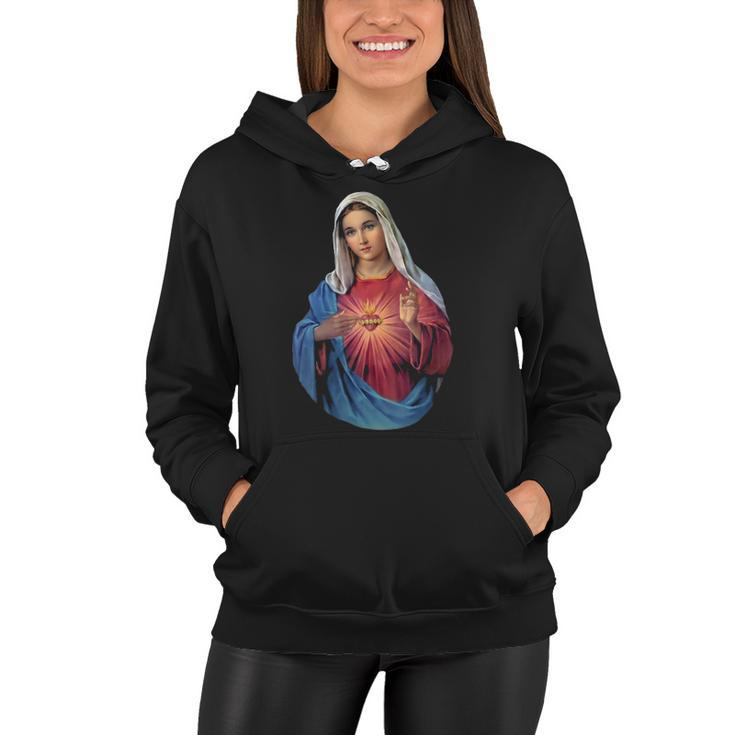 Womens Immaculate Heart Of Mary V-Neck Women Hoodie
