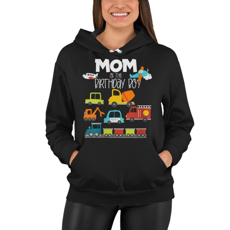 Womens Mom Of The Birthday Boy Family Matching Train Car Fire Truck  Women Hoodie