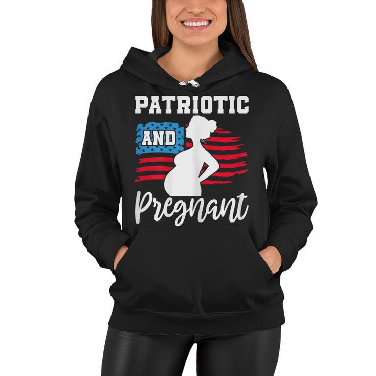 Womens Patriotic And Pregnant Baby Reveal 4Th Of July Pregnancy  Women Hoodie