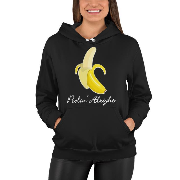 Womens Positive Vibes Banana Funny Peelin Alright Graphic V-Neck Women Hoodie