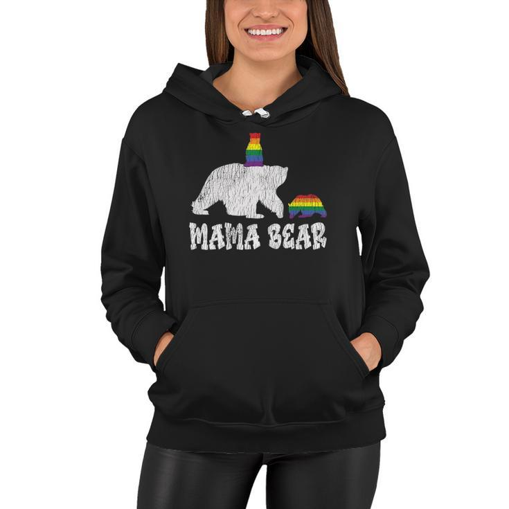 Womens Vintage Mama Bear Pride Mother Teens Mom Lesbian Gay Lgbtq Women Hoodie