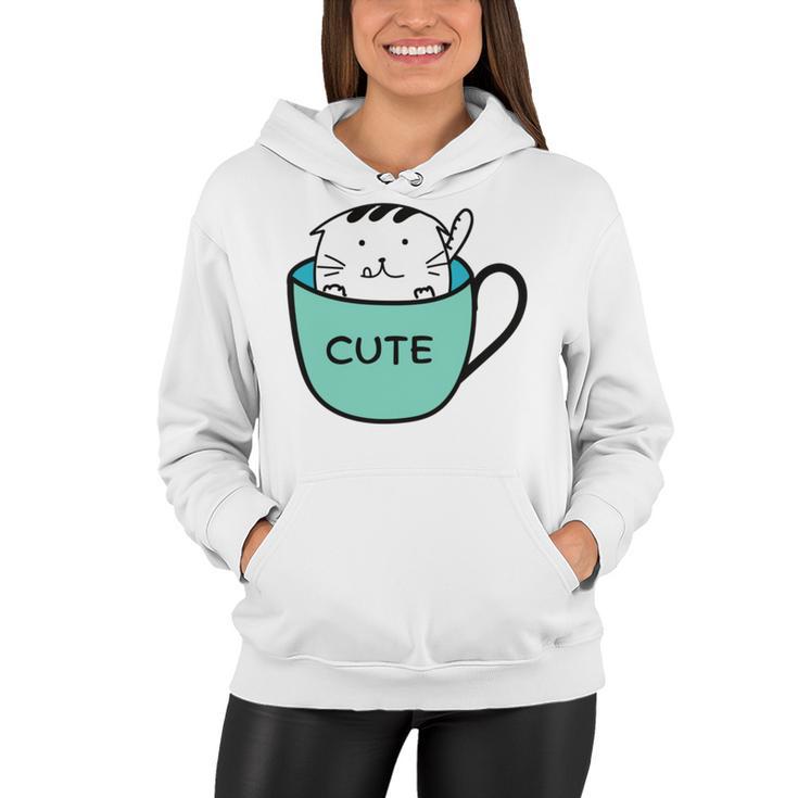 Cute Cat In Mug Women Hoodie