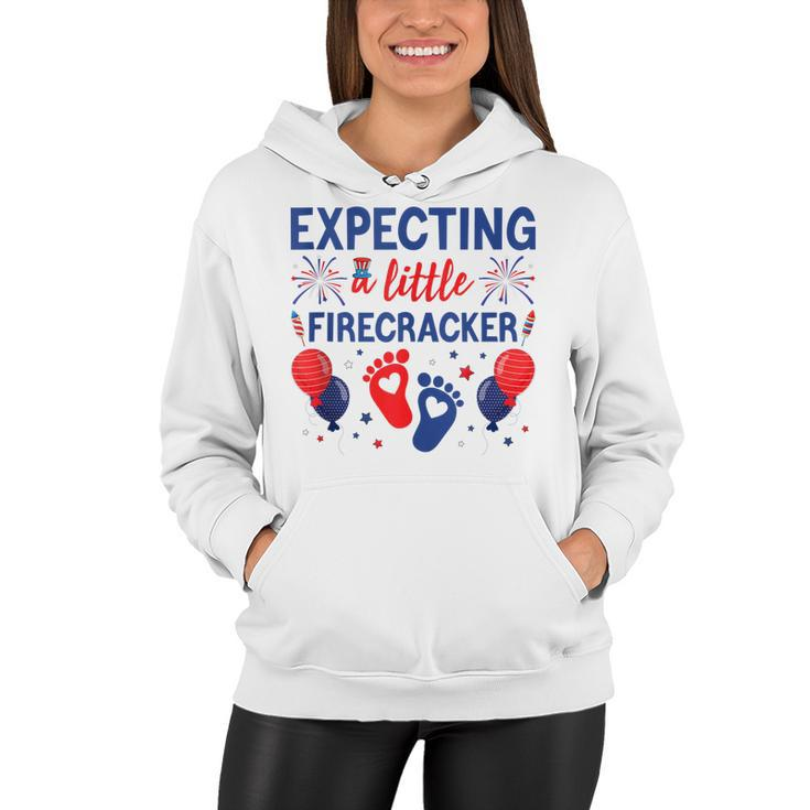 Expecting A Little Firecracker 4Th Of July Pregnancy Reveal  Women Hoodie