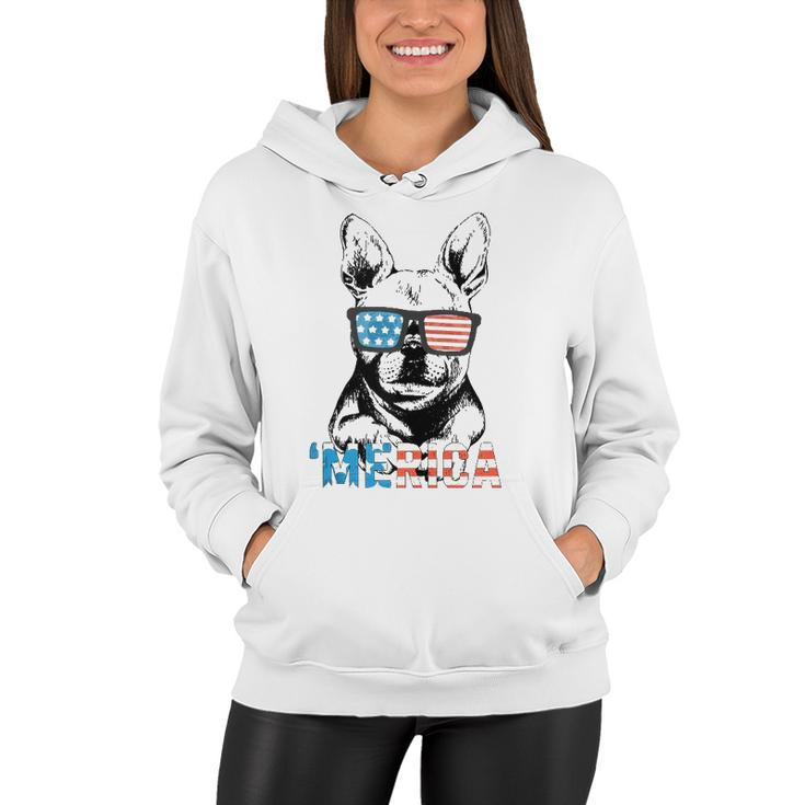 Funny Frenchie Merica Gift Boys Girls Dog Lover 4Th July  Women Hoodie