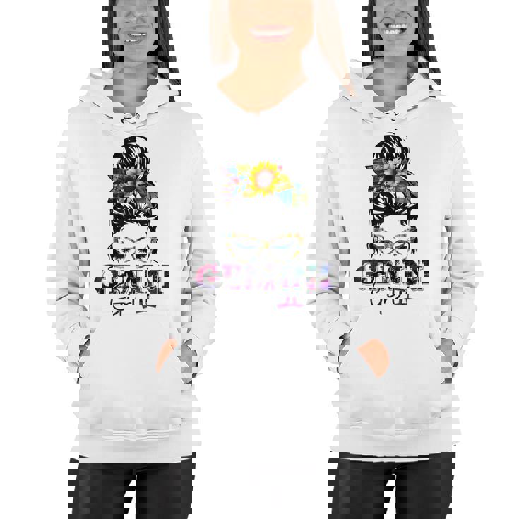 Gemini Girl Birthday Messy Bun Hair Sunflower  Women Hoodie