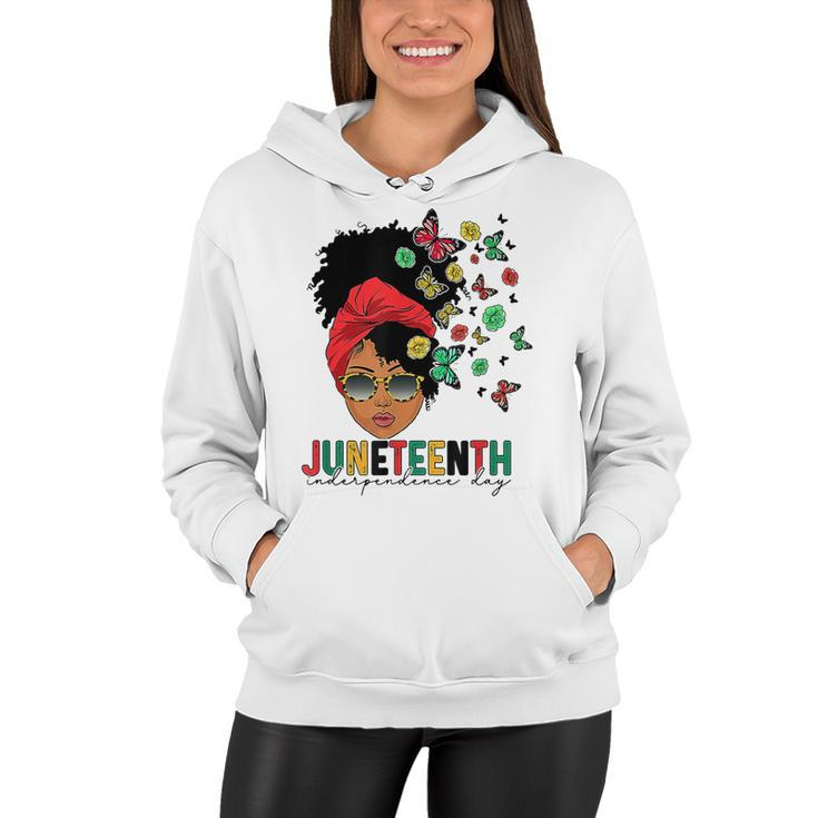 Junenth Is My Independence Day Black Queen And Butterfly  Women Hoodie
