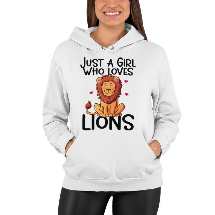 Just A Girl Who Loves Lions Cute Lion Animal Costume Lover Women Hoodie