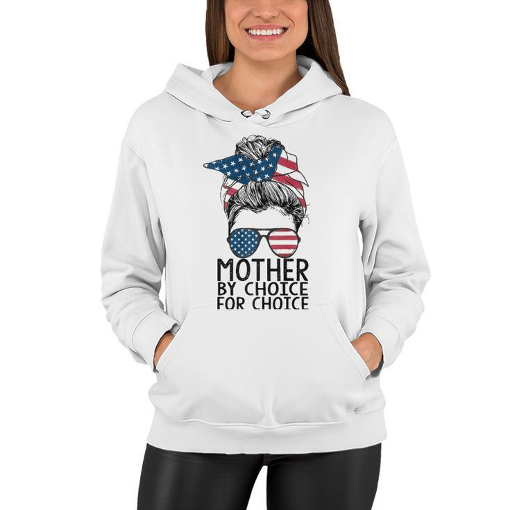 Mother By Choice Pro Choice Messy Bun Us Flag Women Rights  Women Hoodie