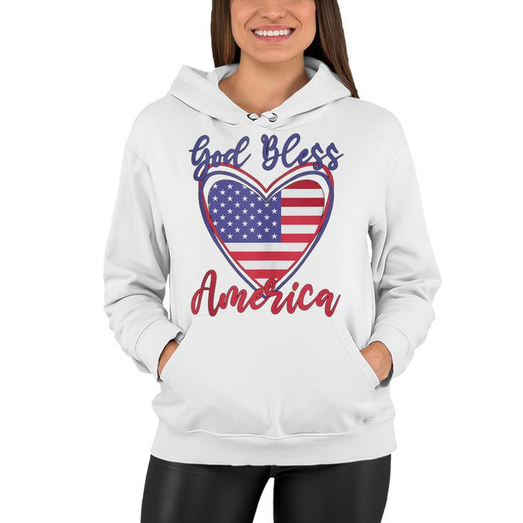 Patriotic 4Th Of July Heart For Women Cute God Bless America  Women Hoodie