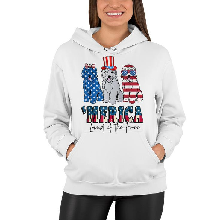 Patriotic Goldendoodle Dog 4Th Of July America Usa Flag  Women Hoodie