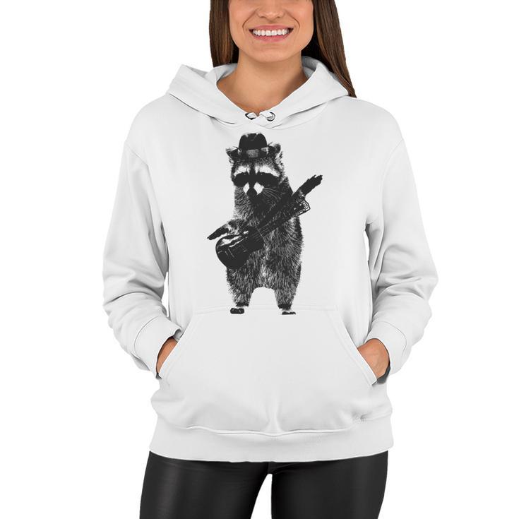 Raccoon Wielding Ukulele Women Hoodie