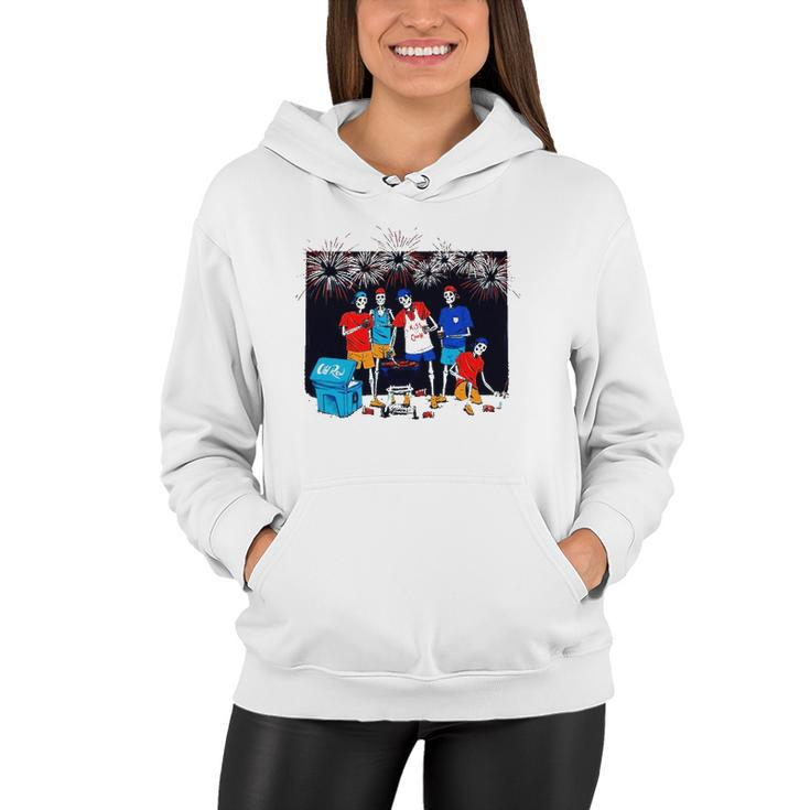 Skeleton The Cookout Usa Kiss The Cook 4Th Of July Women Hoodie